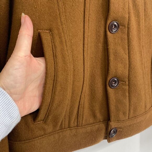 Altea Made In Italy Wool Blend Collared Bomber Chore Jacket Caramel Medium - Picture 4 of 13